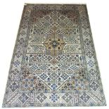 VERY FINE NAIN PART SILK RUG, 250cm x 162cm, of multiple medallions and pearl central medallion on