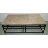 ANDREW MARTIN LOW TABLE, with metal faux marble design on black metal supports, 135cm x 69cm x 44cm