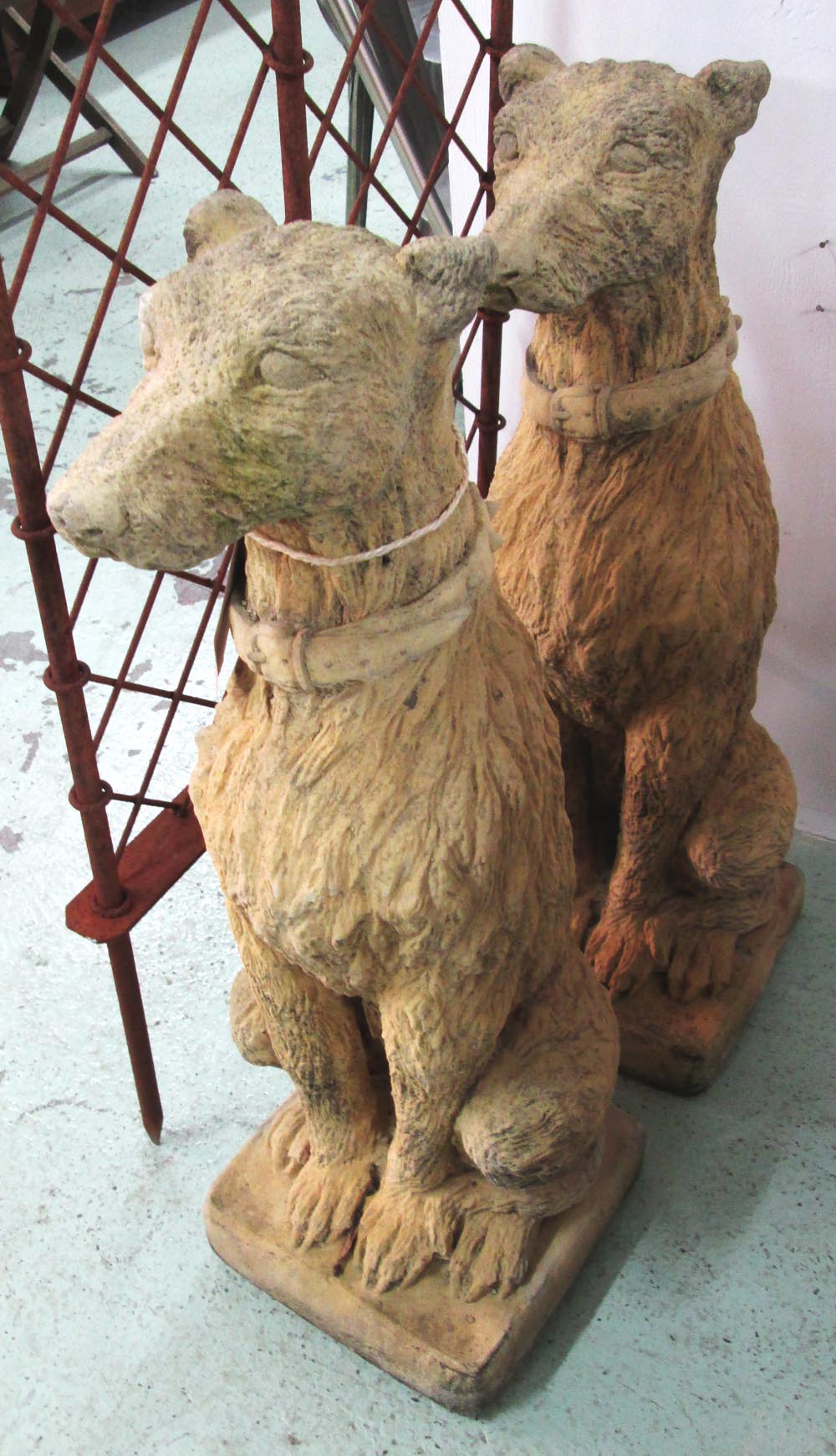 LARGE STONE DOGS, a pair, 75cm H.