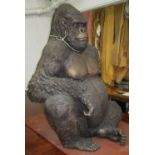 GORILLA, seated in resin, bronzed effect finish, 114cm H.