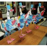 GOOSE BAND, set of four, in distressed painted finish, 61cm H.