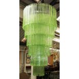 VALERIE WADE CHANDELIER, in cascading green glass, 130cm H plus chain.