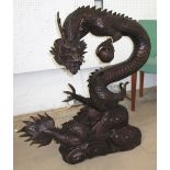 BRONZE, of a Chinese dragon, 86cm H.