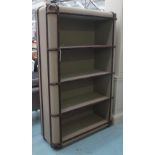 BOOKCASE, Ralph Lauren style with three shelves with wooden strips in a luggage style,