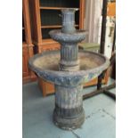 GARDEN FOUNTAIN, Georgian style, reconstituted stone in weathered lead effect, 140cm H x 90cm W.