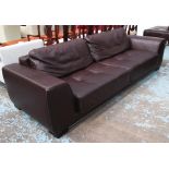 ROCHE BOBOIS SOFA, with brown leather upholstery, 248cm L.