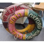 LIFE BUOY RINGS, a pair, marked 'Henley rowing club 1912' and 'Oxford rowing club 1937',