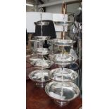 CAKE STANDS, a pair, five tiers, plated finish, 79cm H.