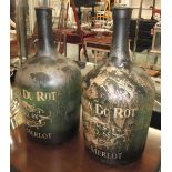 GLASS WINE BOTTLES, a pair, French style with chateau wine markings, 50cm H x 23cm.