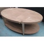 LOW TABLE, in a shagreen finish with an oval top and an undertier on square supports,