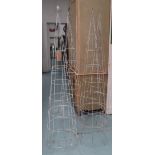 GARDEN OBELISKS, a set of four, in white painted metal, 183cm H.