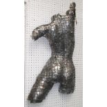 LIFESIZE FEMALE TORSO, welded metal in galvanised steel, 75cm H.