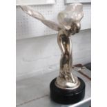 SPIRIT OF ECSTASY, in chromed metal on a marble base, 48cm H.