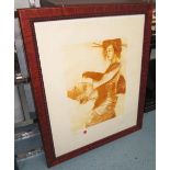 ALEJANDRO HERMANN, 'Japanese Girl with Fan', lithograph, with blindstamp and seal, 90cm x 49cm,