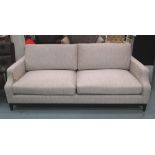 SOFA, in ribbed silvery upholstery, 99cm x 81cm H x 209cm.