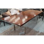 RALPH LAUREN DINING TABLE, with steel edging strip and block steel supports, 259cm x 107cm x 77cm H.