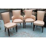 DINING CHAIRS, a set of eight including two carvers in cream ostrich style leather,