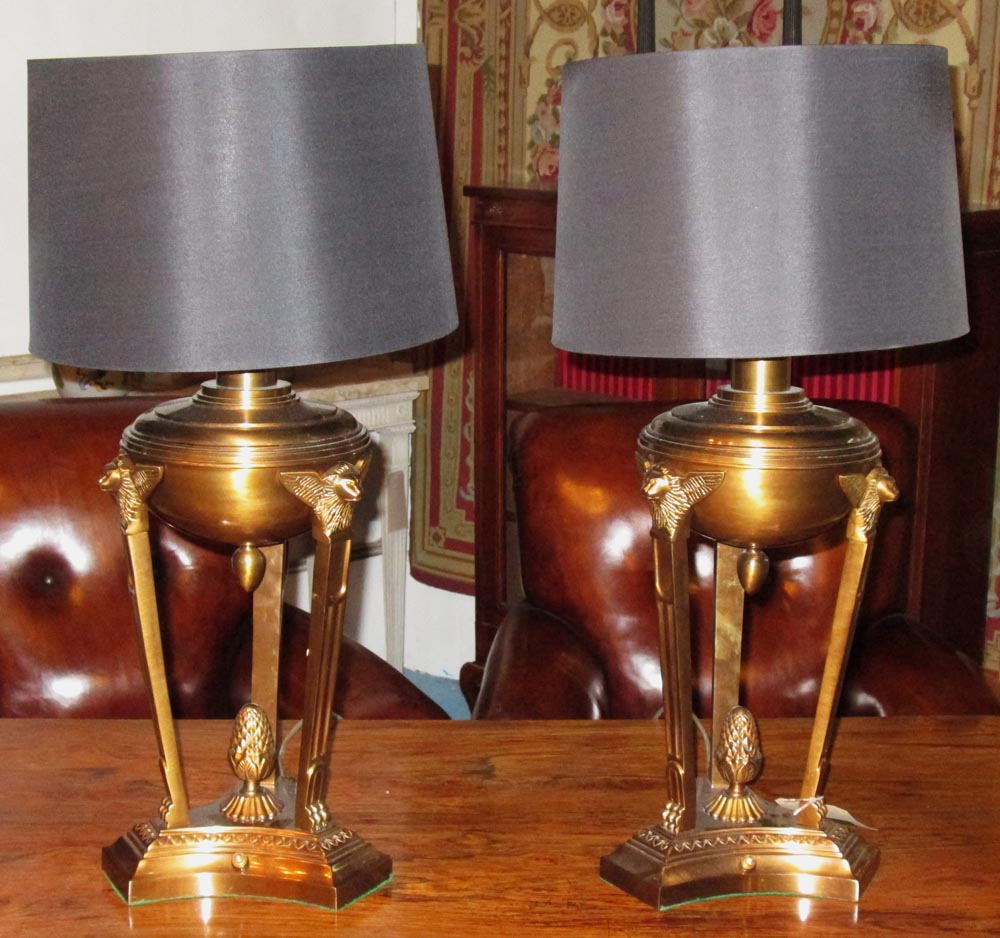 TABLE LAMPS, a pair, Empire style,