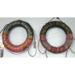 LIFE BUOY RINGS, a pair, marked 'Henley Rowing 1912' and 'Oxford Rowing 1937',