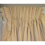 CURTAINS, two pairs, gold, each 145cm W gathered by 237cm drop.