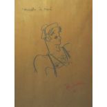 AFTER JEAN COCTEAU, 'Marseille de Marin and Orphea' crayon, 35cm x 26cm, framed.