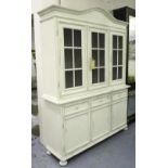 DRESSER, French style, distressed painted finish, chicken wire doors, 162cm W x 46cm D x 217cm H.
