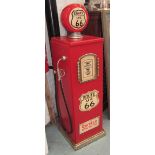 DRINKS CABINET/'RETRO' RED PETROL PUMP, 1950's, American style, marked 'Route 66',