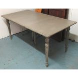 DINING TABLE, from Oka, grey painted with extra leaf, 75cm H x 90cm W x 110cm L, 170cm extended.