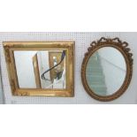 WALL MIRROR, 19th century French oval with a gilt frame with ribbon gilt detail,