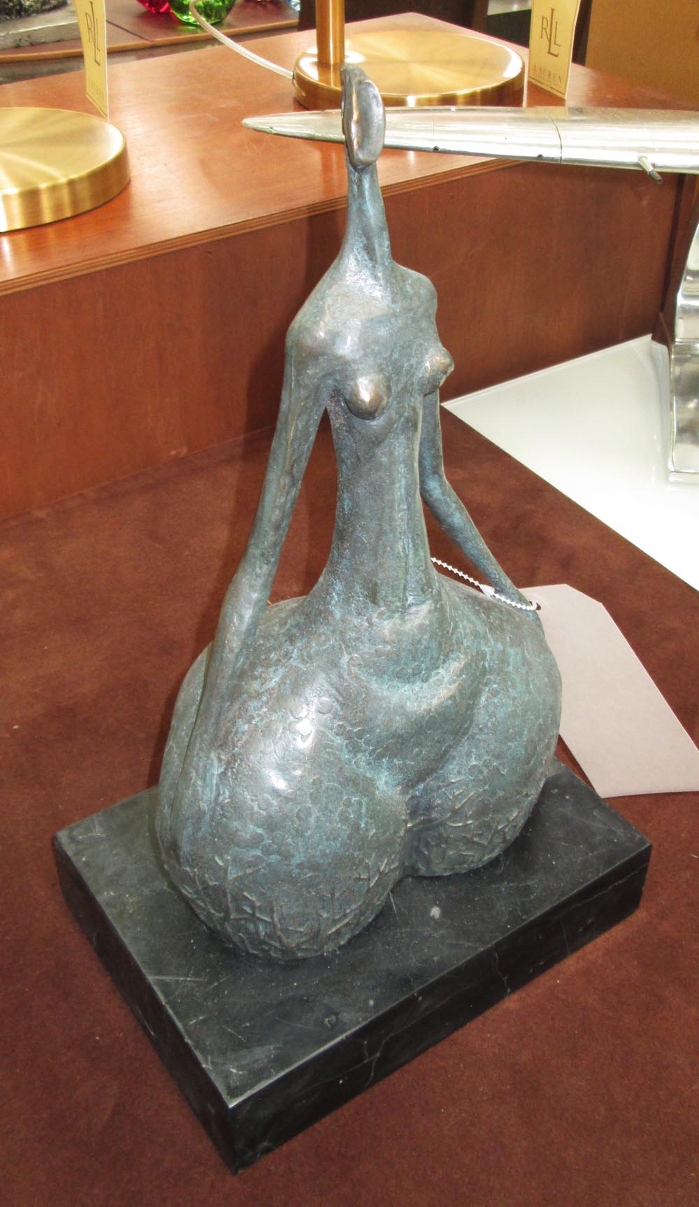 BRONZE STATUE, of a woman, modern.