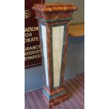 PEDESTAL, of squared tapering form, painted faux marble decoration, 139cm H.