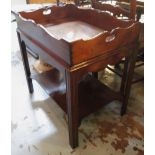 BUTLER'S TRAY, George III mahogany on later stand with undertier, 48cm x 69cm x 69cm H.