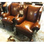 WING ARMCHAIRS, a pair,