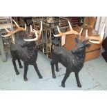 STAGS, a pair, garden ornaments, 100cm x 70cm H.