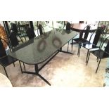 TABLE, with granite top and metal base,