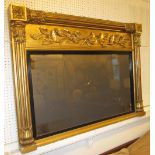 OVERMANTEL, William IV giltwood and gesso with oak leaf frieze and reeded pilasters,