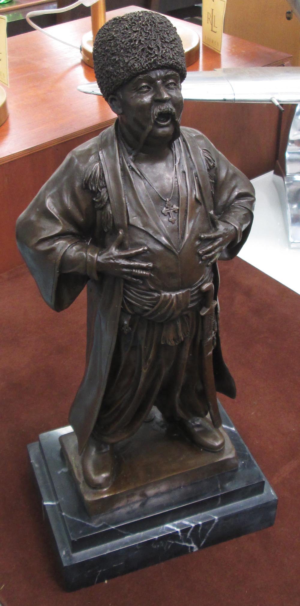 BRONZE STATUE, of a Russian singer.