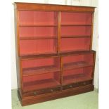OPEN BOOKCASE, Victorian mahogany with adjustable shelves above two drawers,