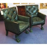 LIBRARY ARMCHAIRS, a pair,