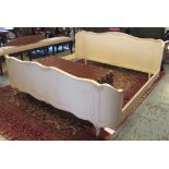 BED, German painted with shaped panel ends, 92cm H x 206cm W.