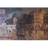 FRANK M LONDON (1876-1945), 'Street scene' oil on canvas, 40cm x 30cm,