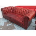 CHESTERFIELD SOFA, three seater, soft tan buttoned leather, 74cm H x 93cm D x 192cm W.