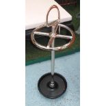 UMBRELLA STAND, in chrome with handle, 80cm H x 30cm diam.