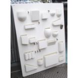 WALL HOLDER, moulded, cream, with various compartments, 66cm W x 88cm H.