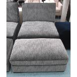 EASY CHAIR, in grey fabric with footstool, 96cm W x 96cm H x 120cm D.