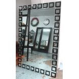 MIRROR, Art Deco style, bevelled with square black mirrored surround, 149cm x 100cm.