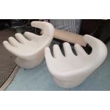 DADA STYLE GARDEN CHAIRS, a pair, in white resin in the form of a hand,