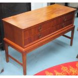 DANISH LOW CHEST ON STAND, with four small drawers below, 104cm W x 64cm H x 40cm D.