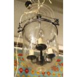 CENTRE LIGHT, the inverted glass bell shade etched bunches of grapes, 30cm H approx.