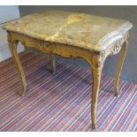 LOW TABLE, early 20th century Louis XV style, with foliate carved and painted base,